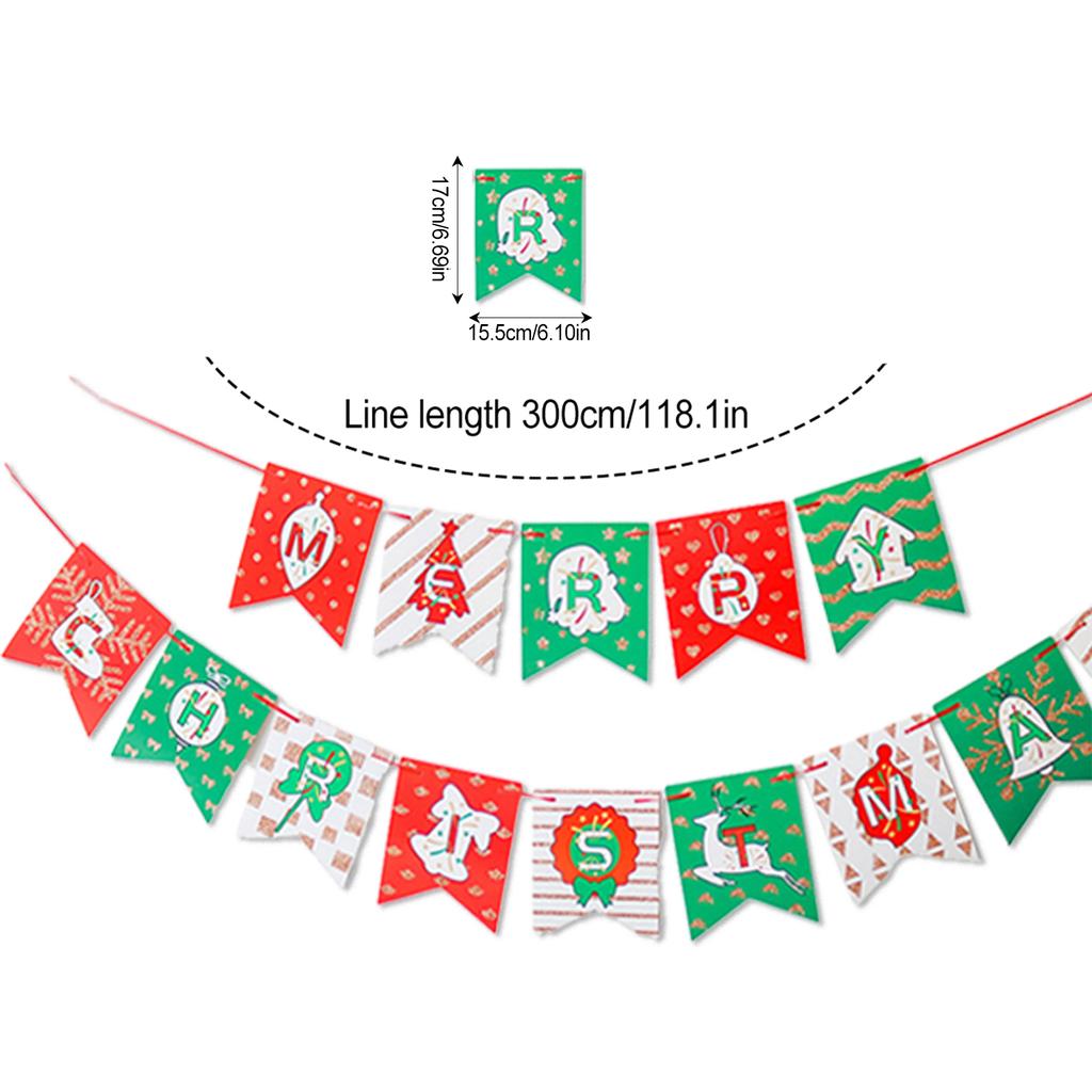 1 adet Set 9.8ft Kırmızı Beyaz Yeşil Kağıt Kart Tebrikler Afişi Noel İçin Özel Afiş Doğum Günü Afişi Harf Afişi