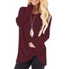 Casual Women's Comfortable Twisted Crew Neck Cinched Pullover T-shirt Blouse Waist