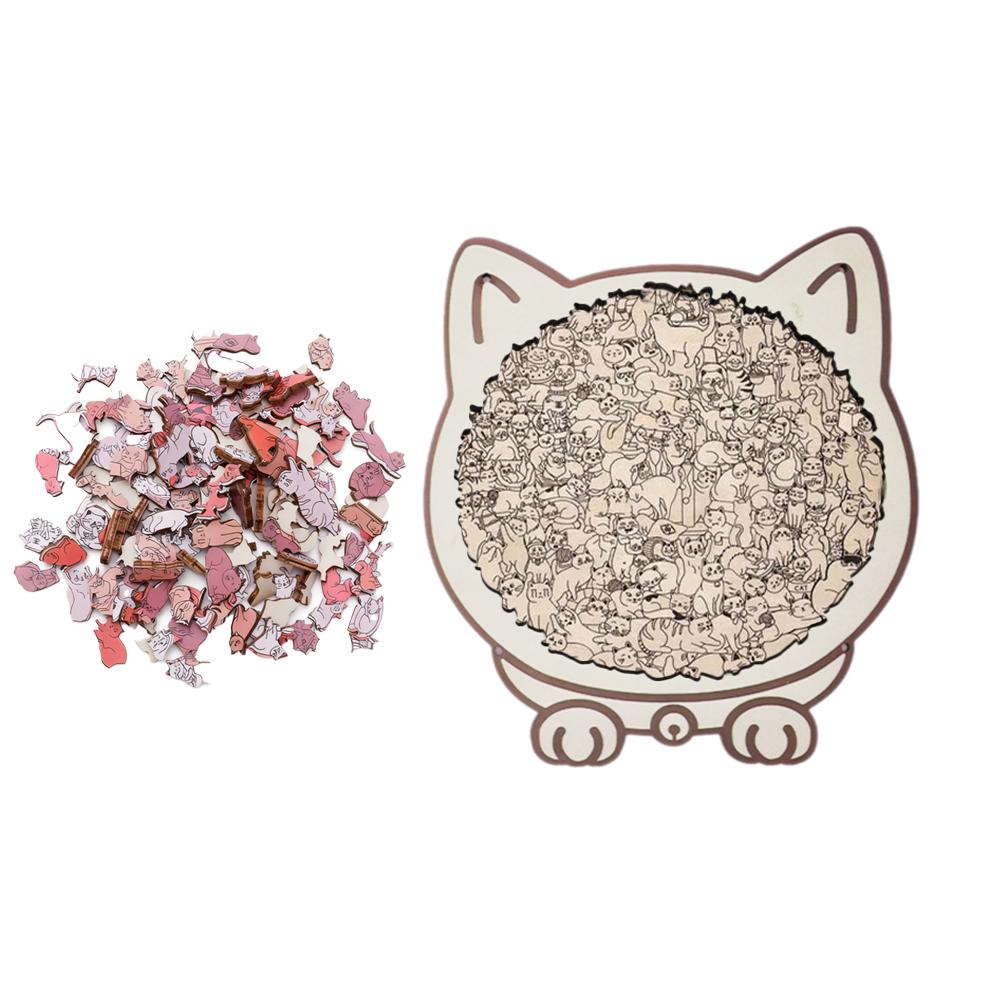 135pcs Morandi-colored Cat-shaped Puzzle with Cat Silhouette Frame Macaron Color Cut Cat Pieces Cat Puzzle For Ornaments