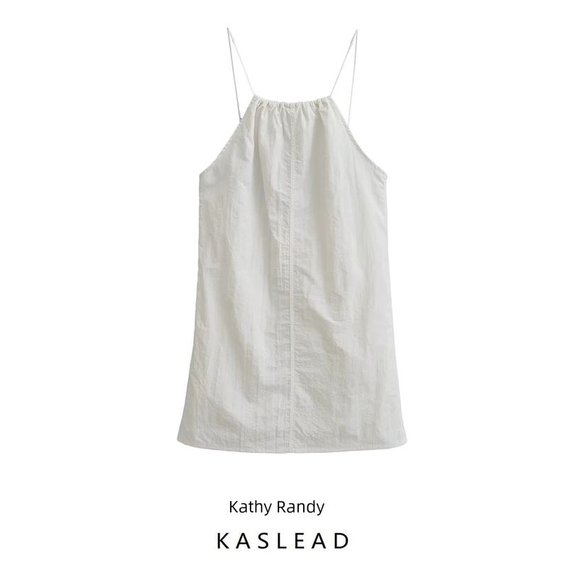 Women's New Sexy White Nylon Dress Halterneck