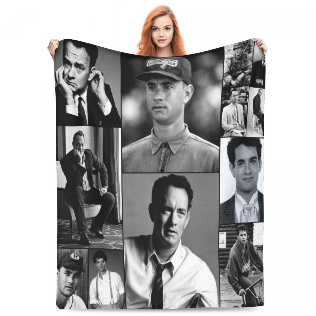 

T-Tom Hanks Photo Collage Flannel Blankets Quality Soft Durable Actor Throw Blanket Winter Camping Bedroom Novelty Bedspread 75cmx90cm