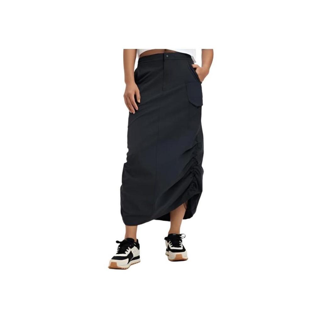 Under Armour SS25 Her Solid Color Casual Long Skirt Women Black 6005993-001