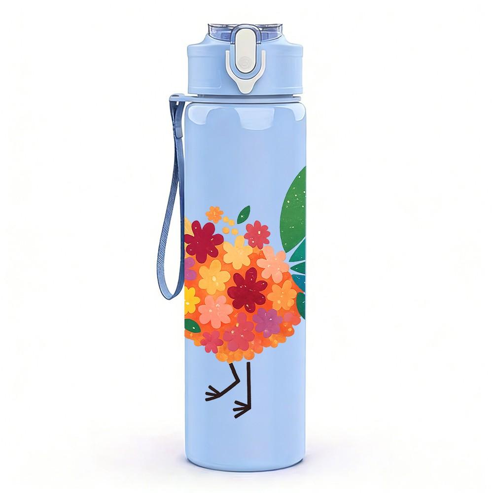 1PC Color Rooster Bird Farm Print 750ml Color Plastic Sports Water Bottle Leakproof Flip Straw Lid Suitable for Sports Office Home Use