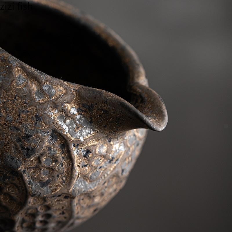 Japanese Style Rust Glazed Ceramic Teapot Retro Side Handle Fair Cup Pouring Tea Cups Kung Fu Tea Set Household Tea Infuser