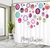 Christmas Shower Curtain,Colorful Graphic Baubles With Retro Snowflake Ornaments Celebration Hand Writing, Cloth Fabric Bathroom