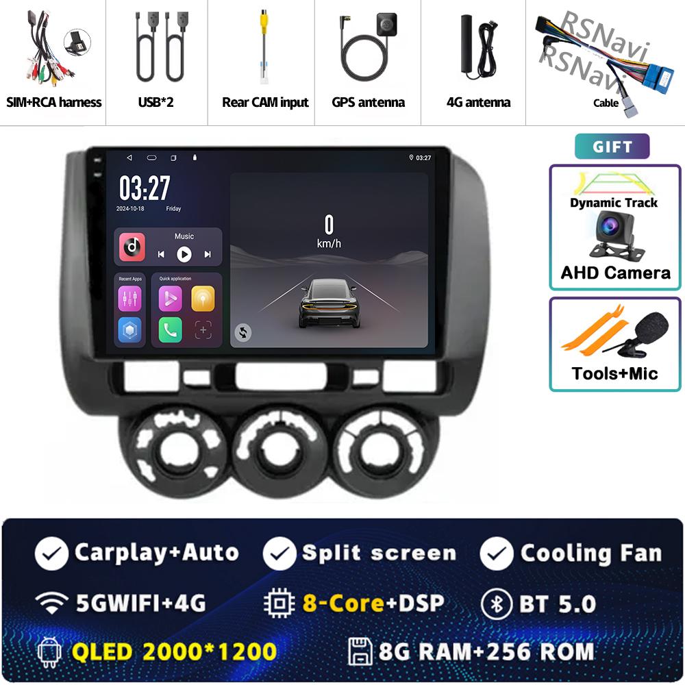 Android 14 Carplay Car Radio For Honda Fit Jazz City 2002 2003 2004 - 2007 Multimedia Video Player Navigation GPS Stereo 2Din BT