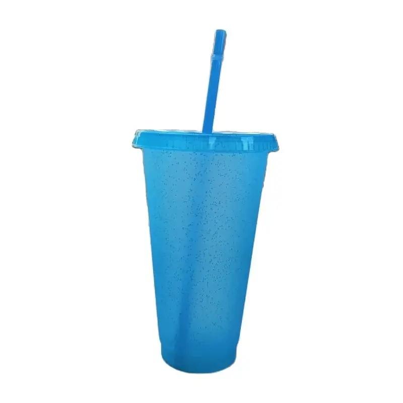500/710ML Flitspoeder Waterfles Met Riet Deksel Plastic Herbruikbaar Gepersonaliseerd Drinkgerei Koffiedrinkbeker Kerstcadeau Praktisch Gebruik 500ml