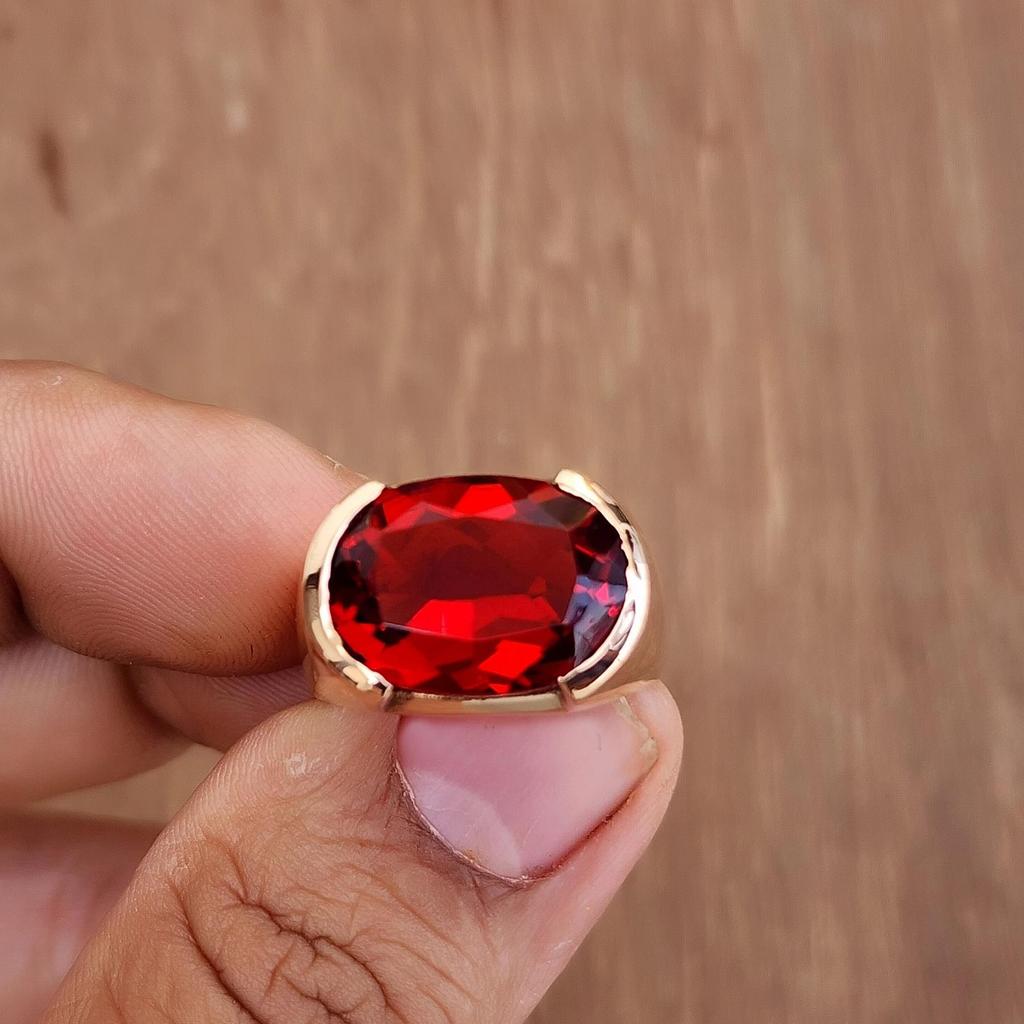 Cushion Red Garnet Sterling Silver Rose Gold Fill Ring Jewelry, Hanamde Garnet Ring Jewelry