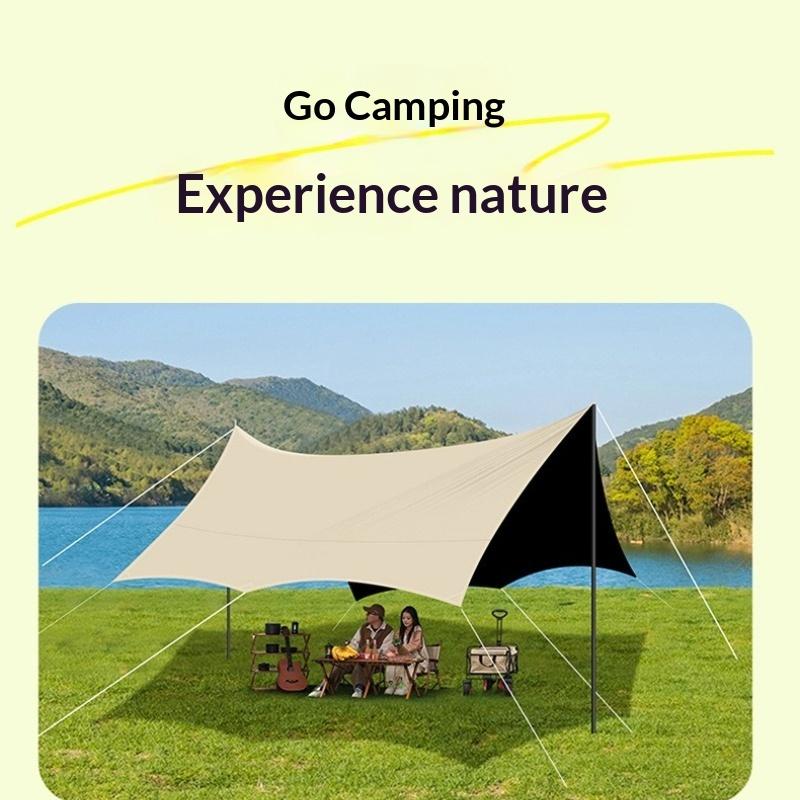 Heavy Duty Waterproof Camping Sunshade Tarp UV Resistant Black Coated Extra Thick Outdoor Canopy Rain Shelter Portable Toldo