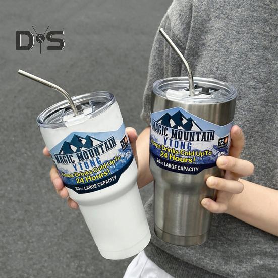 Stainless Steel Ice Cup 900ML Large Capacity Insulation Tumbler with Straw Car Coffee Cup for Hot Cold Drinks Water Tea Milk Office Outdoor Insulated
