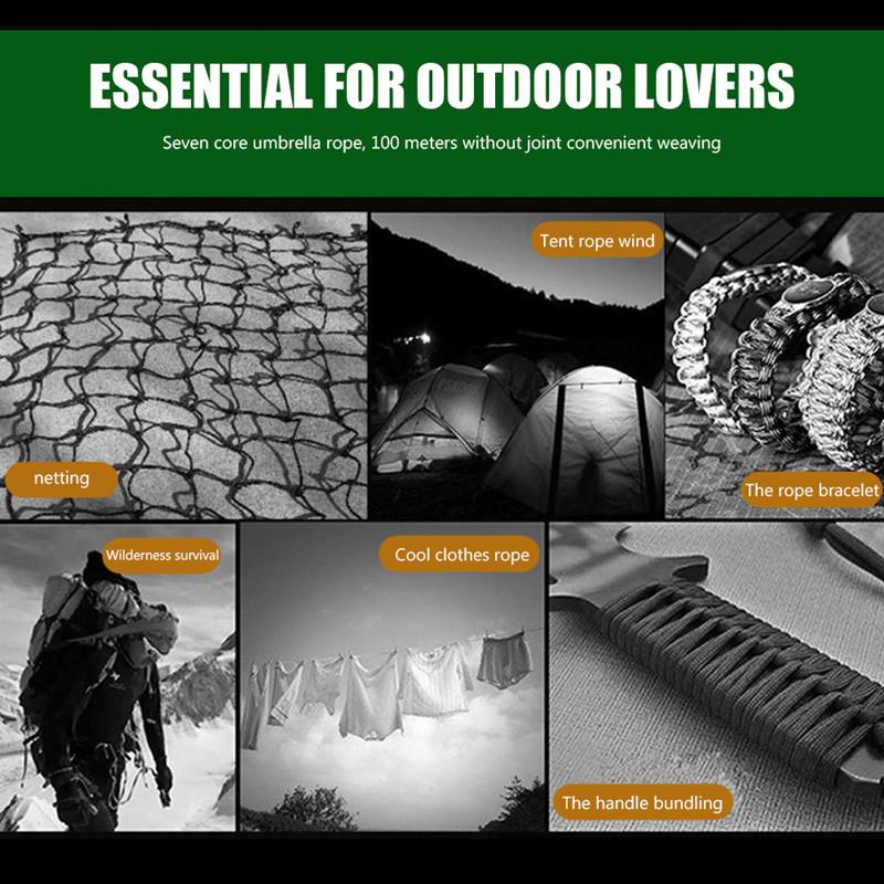 4mm Nylon Fallschirmschnur, Hochspannungs-Sicherungsleine, Strapazierfähiges Notseil für Outdoor-Camping und Wandern, Zeltzubehör