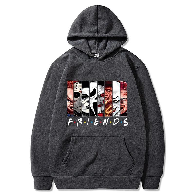 Halloween Friends Hoodies Men Fashion Long Sleeve Horror Sweatshirts Women Novelty Movie Casual Harajuku Pullovers Sudaderas