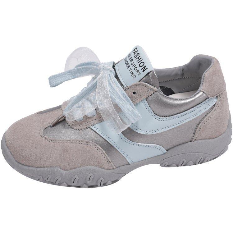 Small inner height increase leather ballet style moral training shoes women's 2025 spring new thick-soled casual color matching Forrest Gump shoes