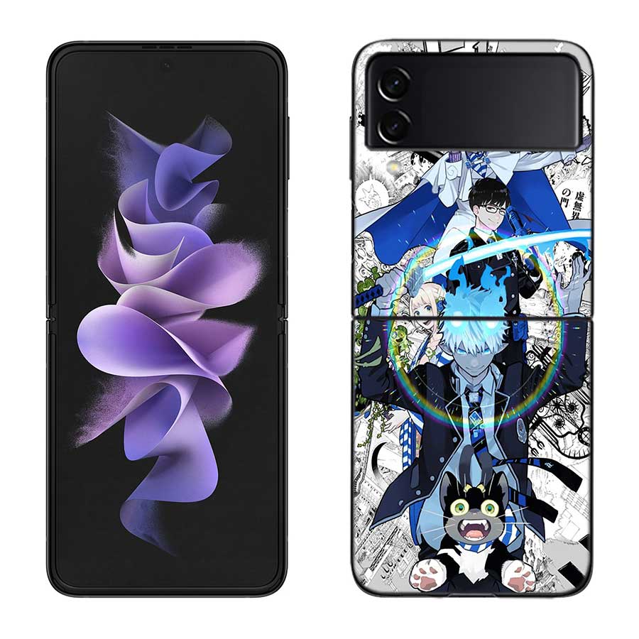 Anime Ao no Exorcist Okumura Rin Phone Case For Samsung Z Flip 7 6 5G Galaxy Z Flip 5 4 3 Black Hard Cell Cover Luxury PC Shell