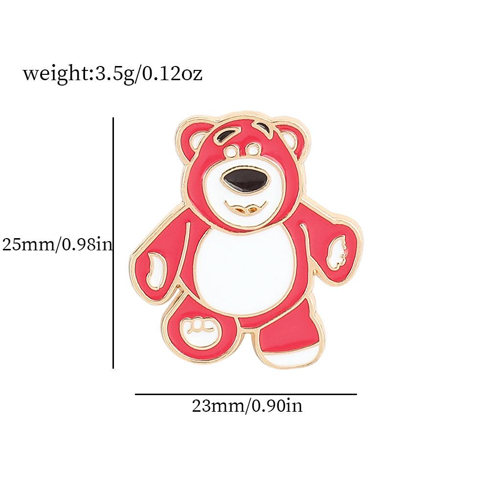 Strawberry bear metal badge bear alloy baking paint dripping oil men s and women s bag brooch