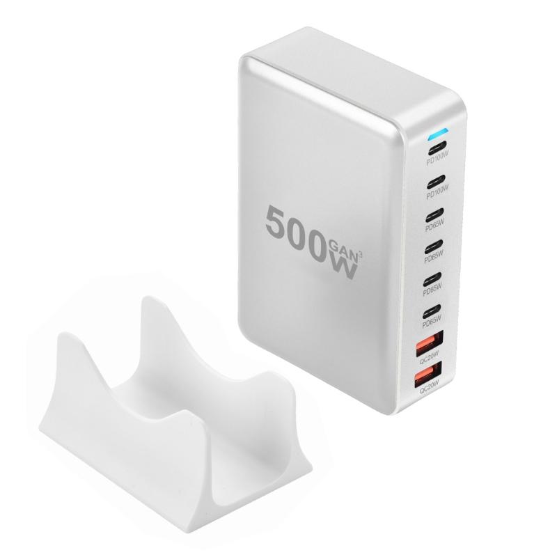 500W Desktop GaNs Chargers 6 USB C 2 USB A Charging Station Desktop Mutliport for Fast Chargers Laptop Power Adapter