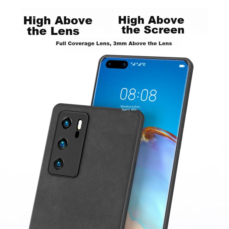 HotFire Huawei P40 Phone Case, Huawei P40 Protective Cover, Upgraded Skin-Like Matte Lens Full Protection Silicone Case - Midnight Black