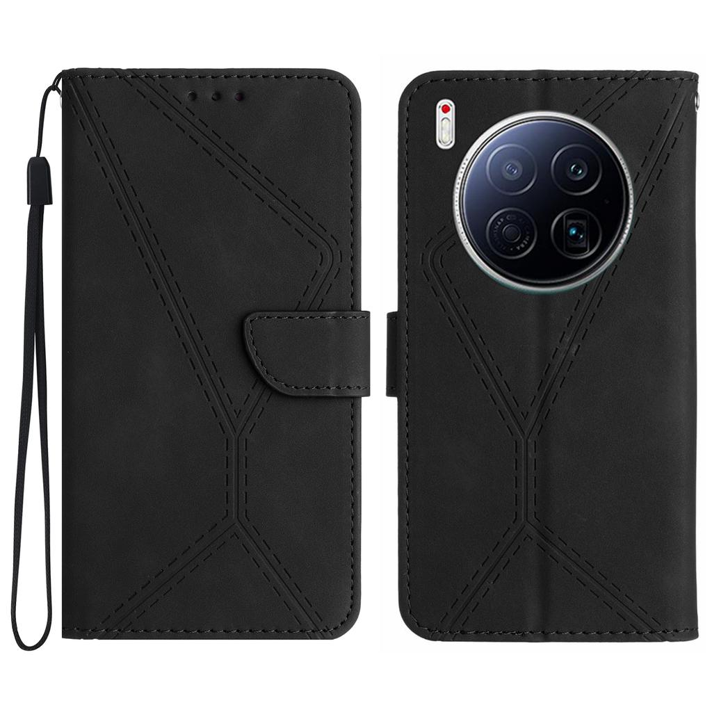 For TECNO Camon 40 Premier 5G Case Skin Touch Lines Imprinted PU Leather Flip Phone Cover