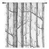 Gray White Birch Tree Branches Sheer Curtains for Living Room Decoration Tulle Voile Organza Window Curtains for Kitchen Bedroom
