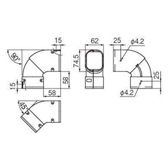 Inaba Denko Pipe Decorative Cover, Flat and Adjustable Corner Type, White LDKS-70-W