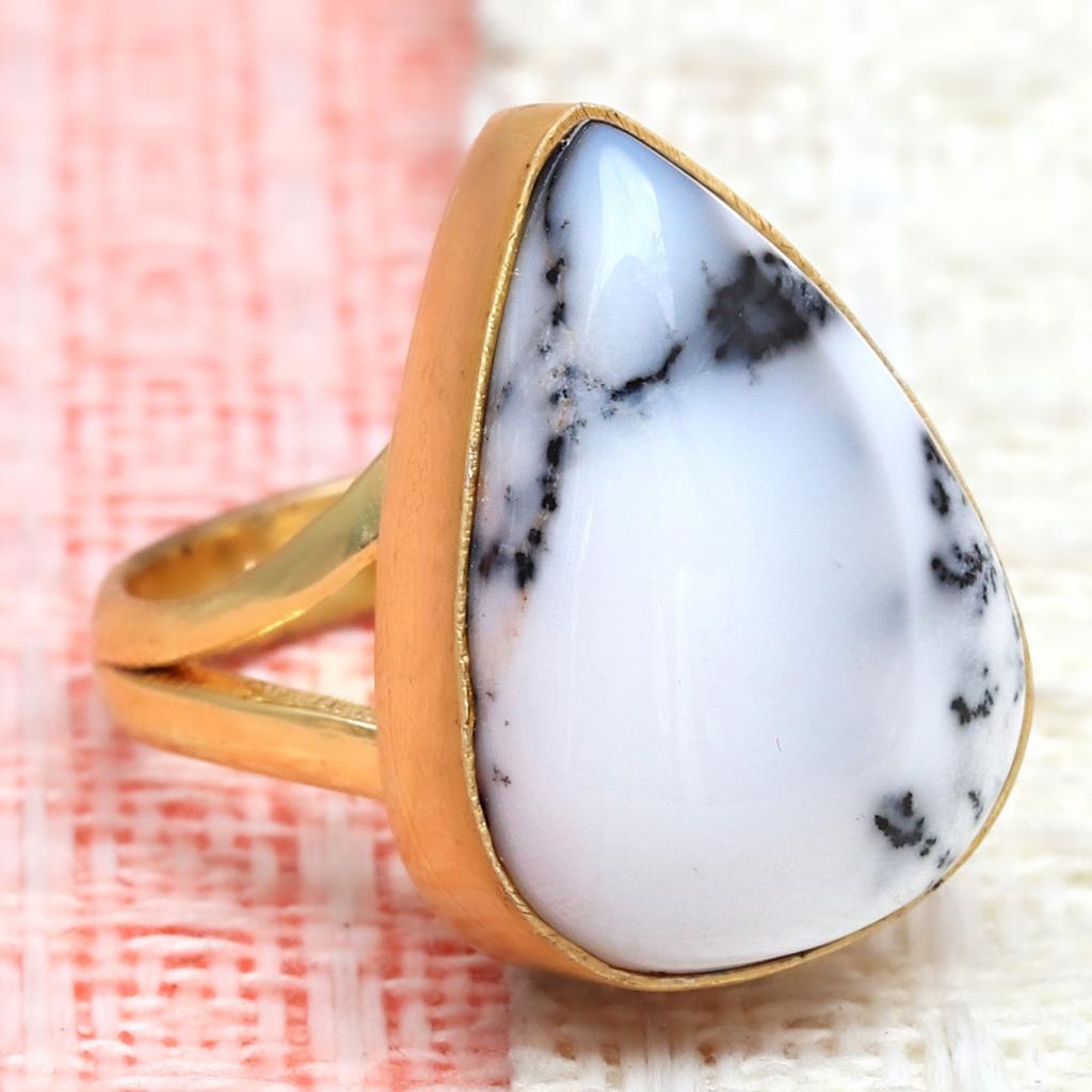 Dendritic Opal Gemstone Handmade Silver Jewelry  "6"