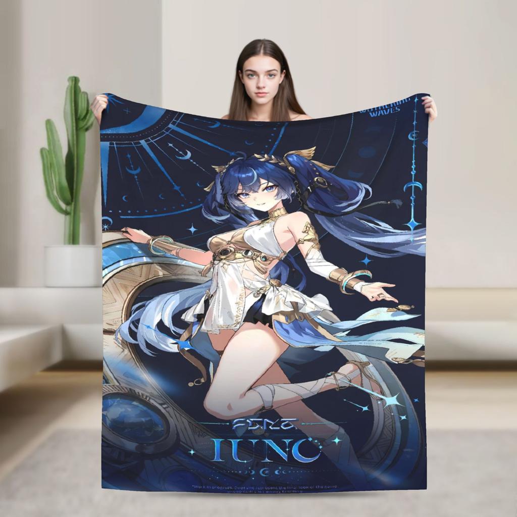Warm Soft Blankets Camping Iuno Wuthering Waves Game Throw Blanket  Flannel Bedspread For Bedroom Fluffy Sofa Bed Cover