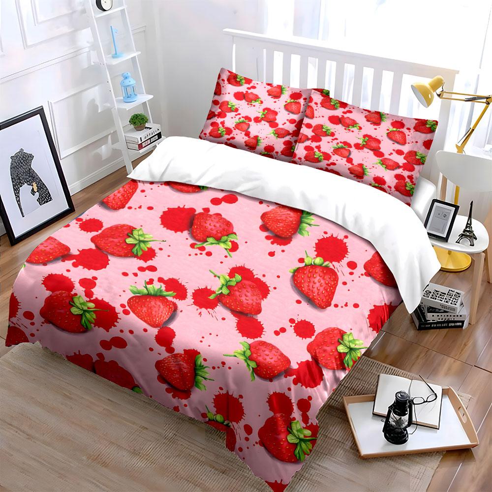 Strawberry Splash Bedding Set Bedding Duvet Cover Set Duvet Cover Pillowcases (1 * Duvet Cover 2 * Pillowcases, Without Duvet Insert)