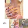 Korean Style Highend Pink Heart Zirconia Chain Ring In 925 Sterling Silver For Fashionforward Women