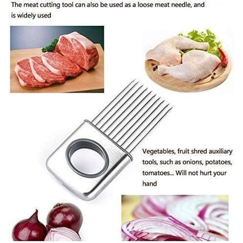 Stainless Steel Onion Cut Holder Slicer With 10 Even Prong Easy Hold Vegetable To Cut Tomato Lemon Potatoes And Loosen Meat
