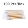 100 Pcs/Box Double Head Bamboo Cotton Buds Wood Stick Cotton Swab For Makeup , Nose Ear Cleaning , Pet Care , Art & Crafts