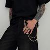 Pants Chain Faux Pearls Metal Flower Decor Wallet Chain Multi-layered