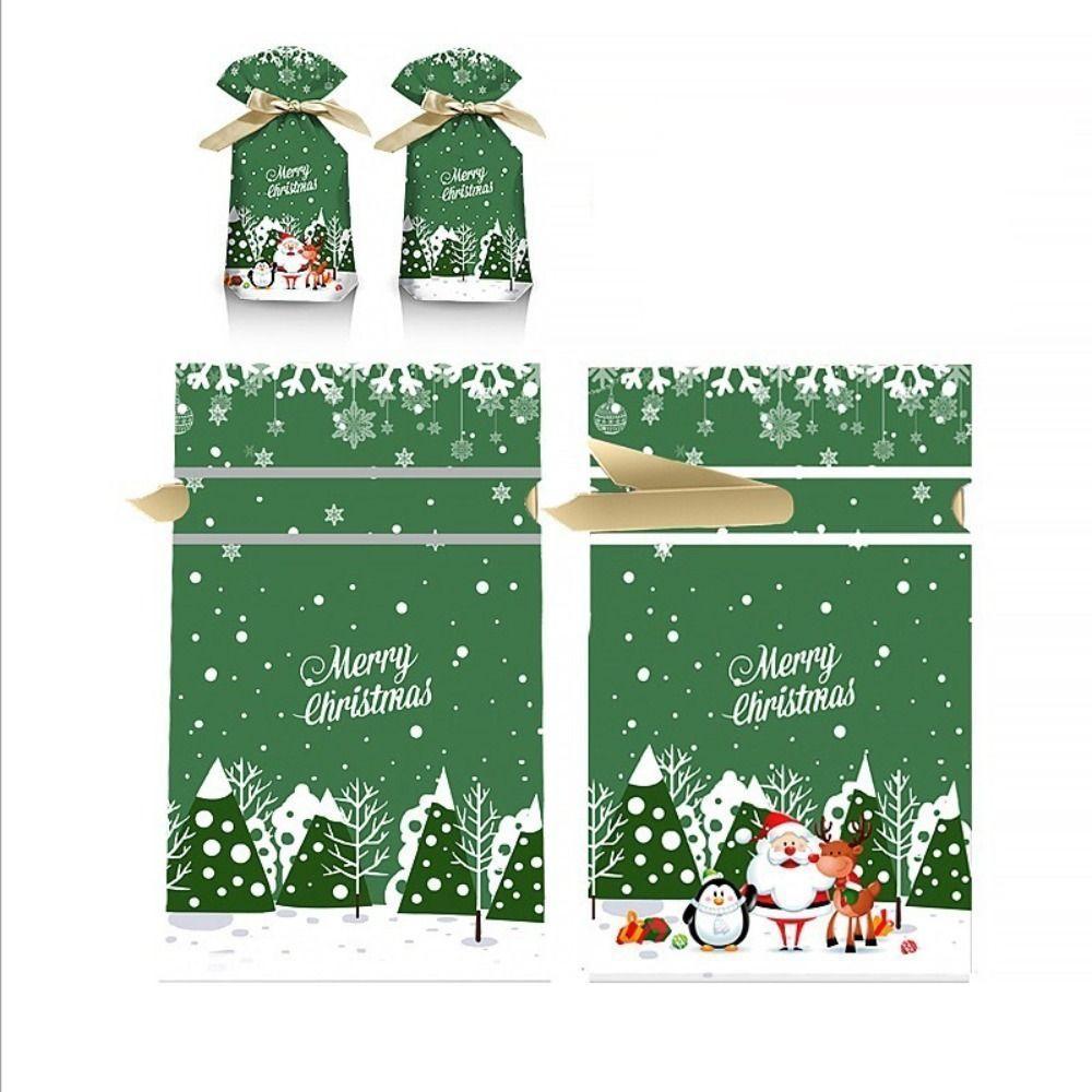 50PCS Gifts Box Merry Christmas Xmas Candy Bags Snowmen Snowflakes Biscuit Bags Santa Claus Candy Treat Bag Christmas