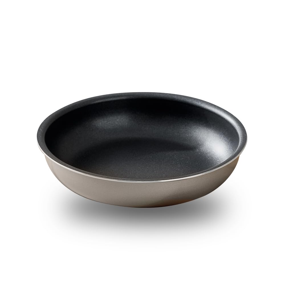 IRIS OHYAMA Diamond Coated Frying Removable Metallic Greige Sold Pan, 20cm, IH/Gas Compatible, Lightweight, Handle, IPDCI-T20F, (Handle Separately)