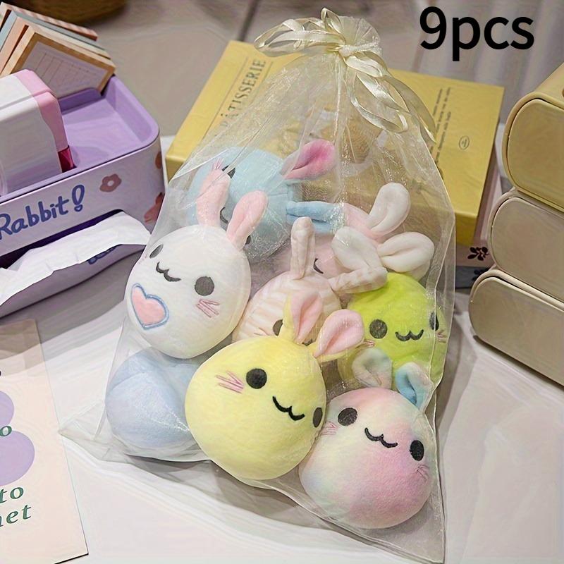 

9pcs Set of 4-Inch Rabbit Plush Toys with Cute Long Ears - Funny Design for Easter Gifts | Soft and Cozy Plush Material