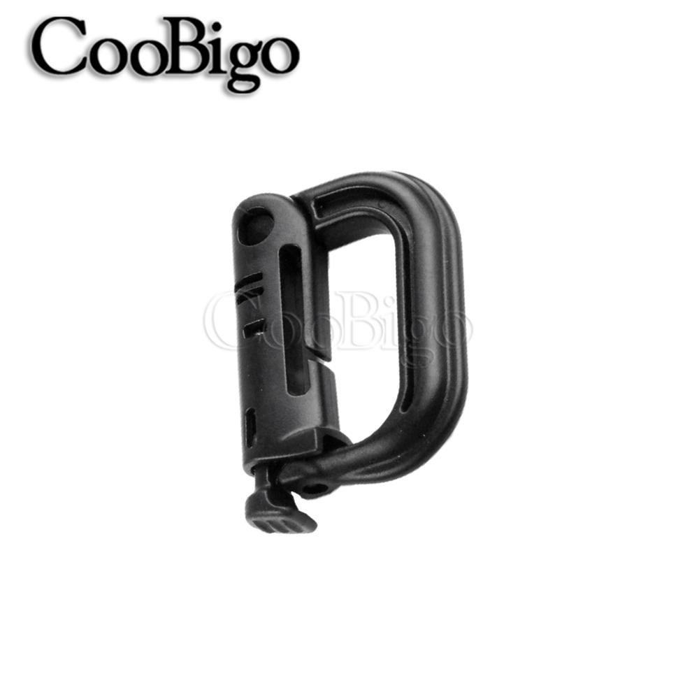 50pcs Plastic D Ring Grimlock Carabiner Clips Molle Tactical Backpack Snap Lock Webbing Buckle Keychain Hook Outdoor Accessories 11mm