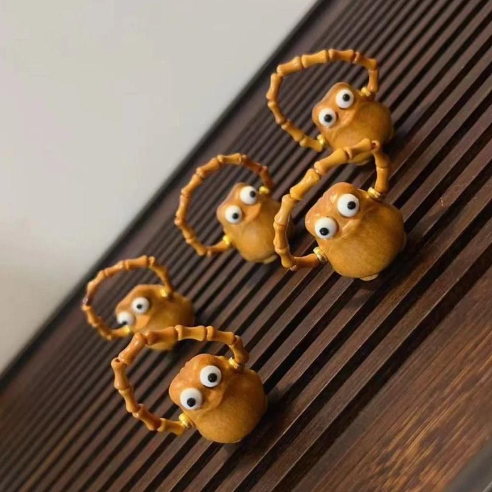Ghost Funny Ring Adjustable Wood Beaded Rings Creative Sandalwood Ring  Unisex