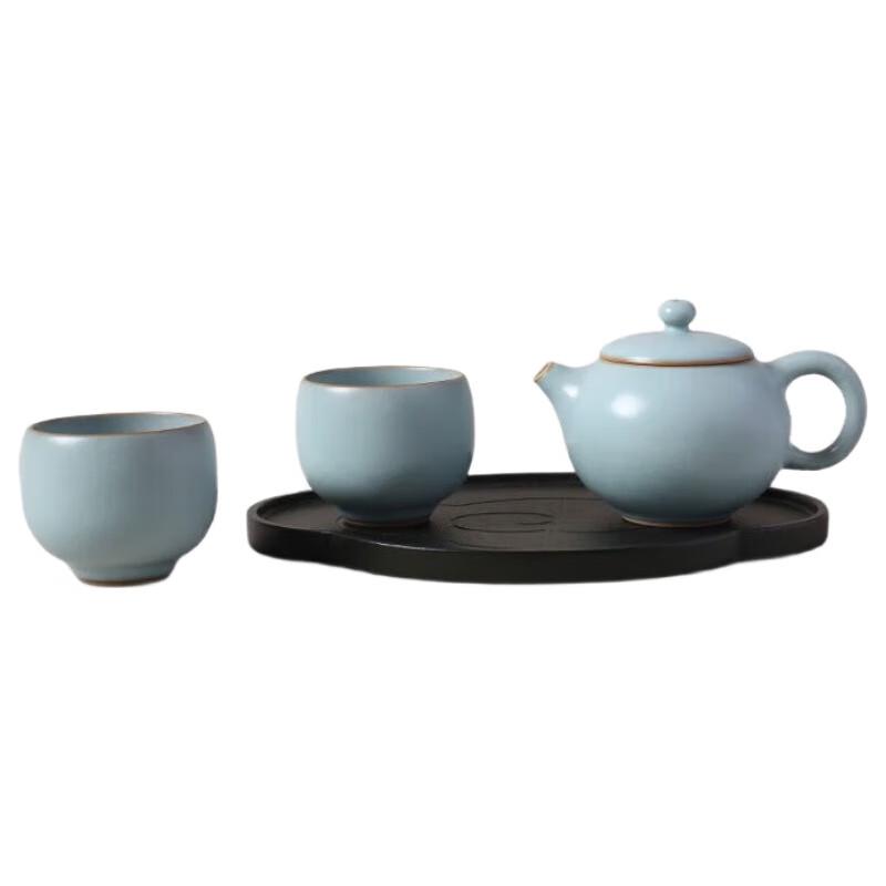 Lubao Ru Kiln Xishi Teapot Tea Set (One Pot, Two Cups)