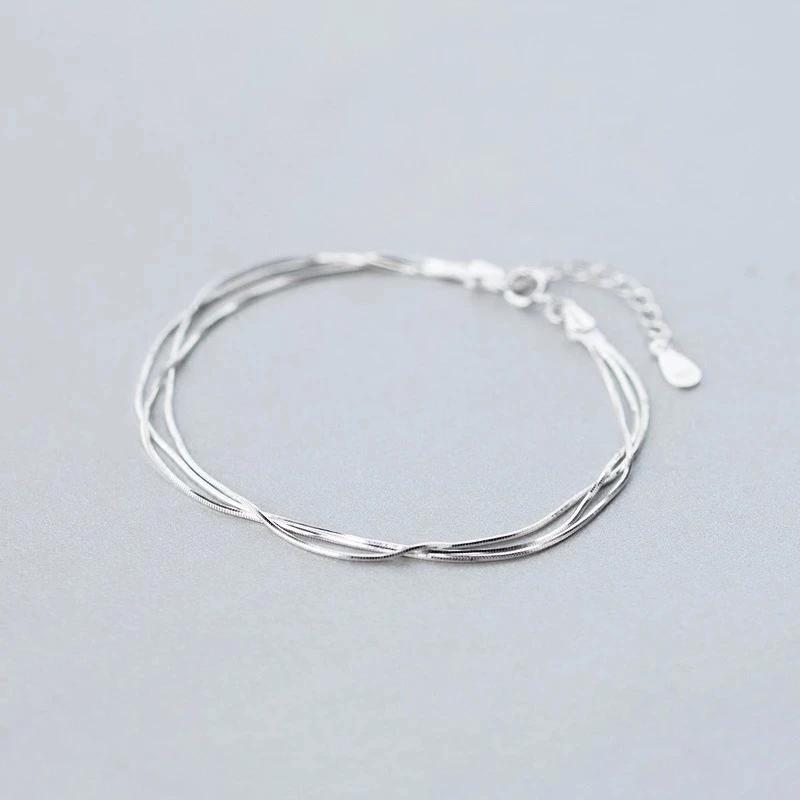 Simple Layer Bracelets for Women Korean Fashion Silver 925 Jewelry Fashion 925 Silver Bracelet for Women