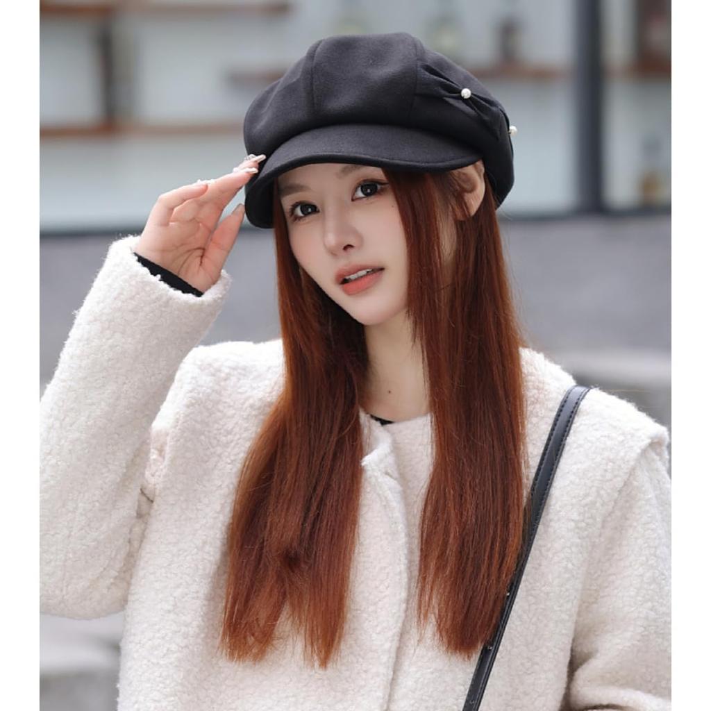 Hunting UV Slimming Stylish [Qzkouma] Casquette, Autumn/Winter Hat, Women's Cap, Warm, Windproof, Protection, Effect, ZUHB-810 (Black)