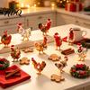 Funny Chicken Exchange Gifts for Friends Mini Christmas Ornament Cute Rooster with Santa Hat Wooden Xmas Tree Rustic Hanging Decor Decoration,