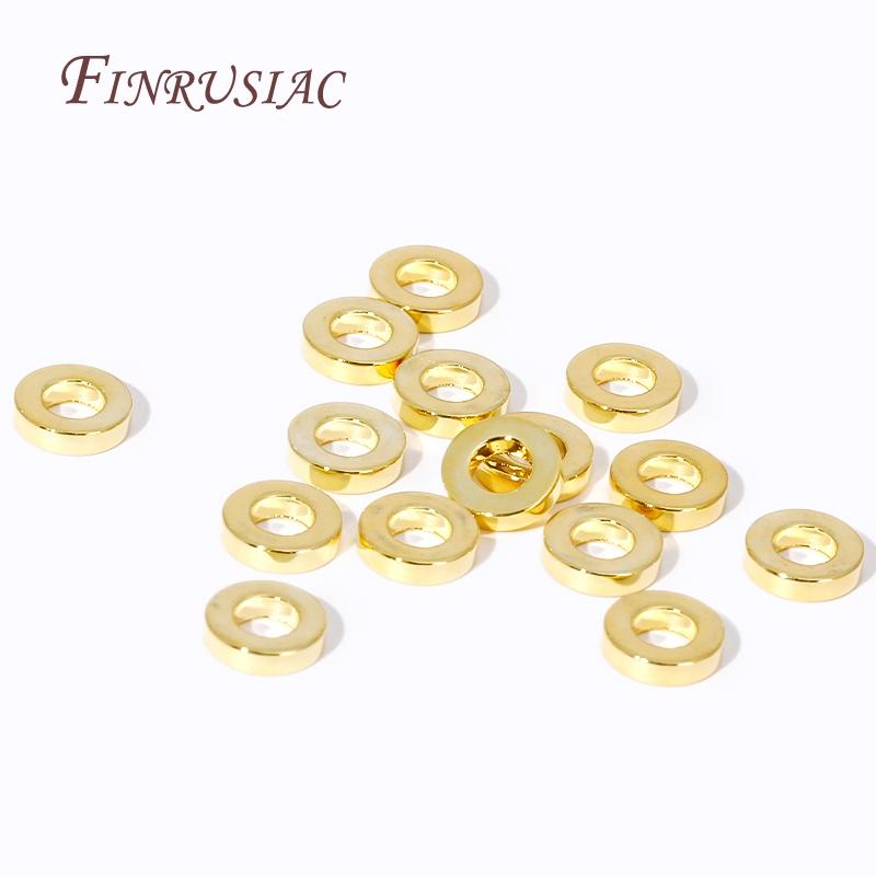 6MM Smooth Flat Round Beads 18K Gold Plated Bracelet Spacer For Bracelet Necklace,DIY Jewelry Making Findings