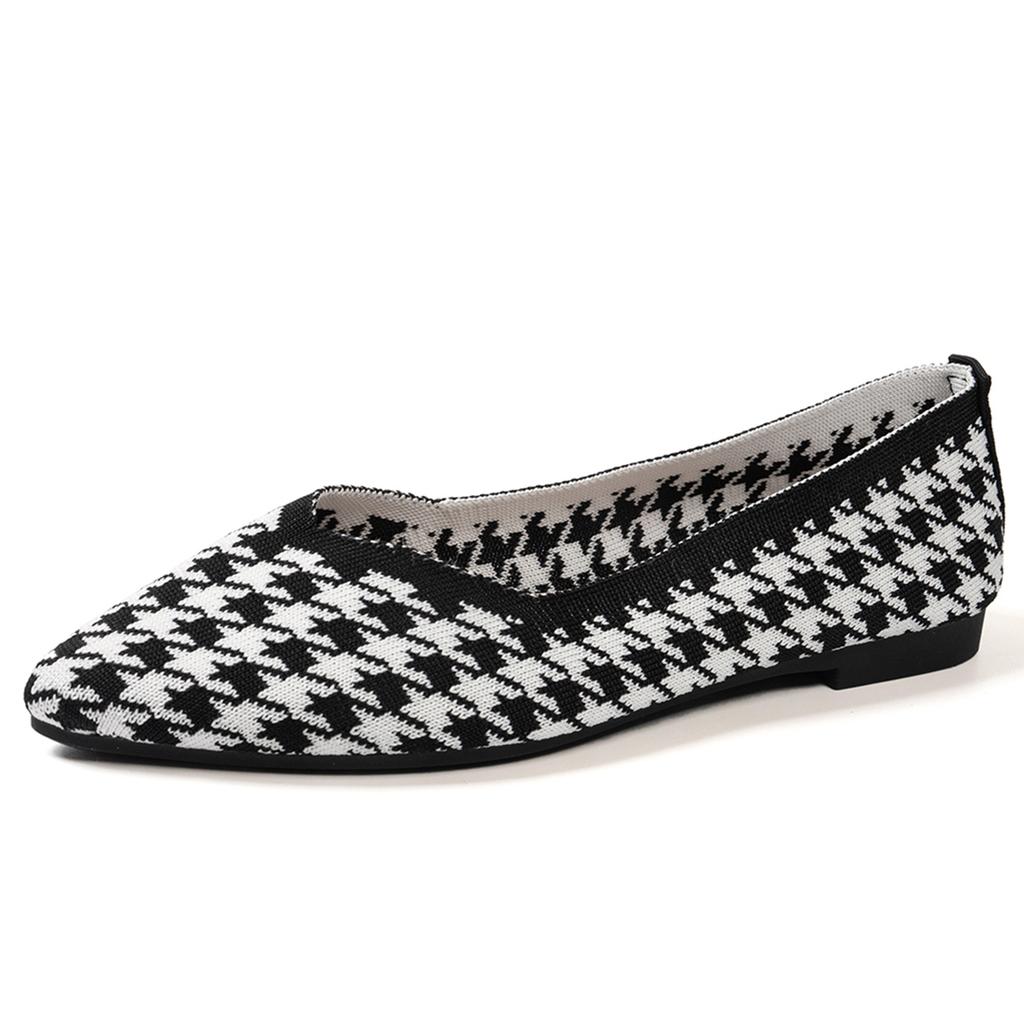 Fashion Women Flats Knitted Slip Breathable Comfortable Solid Color Shoes Casual Pointed Toe Walking Loafers Sneakers Zapatos De Mujer