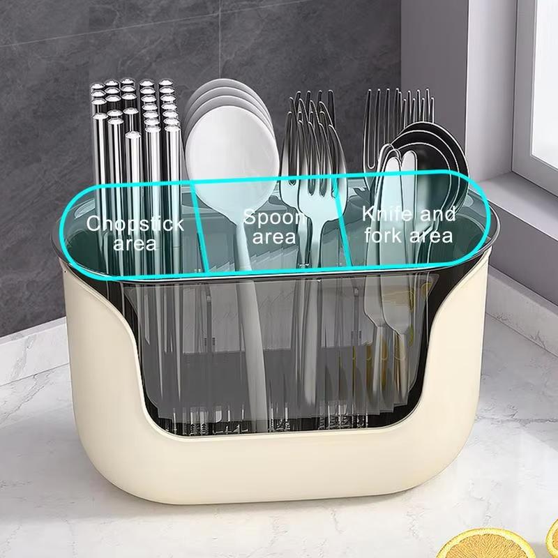 1pc Kitchen Chopstick Spoon Storage Box Double-layer Detachable Kitchenware Draining Rack Countertop Tableware Chopstick Cage
