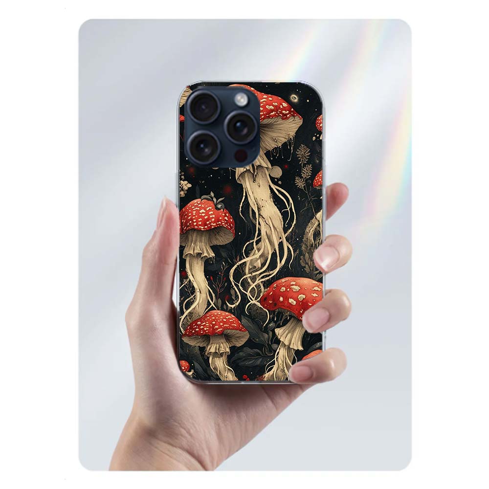 

Colorful Mushroom Clear Phone Case For Iphone 17 Air 16 Pro Max 15 Pro 14 Plus 17E 16E 11 13 12 Mini Cover Cases Fundas Cell TPU iPhone 16