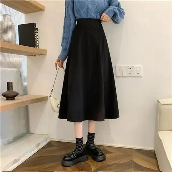 

Summer High-Waist A-Line Mid-Length Black Skirt for Plus Size Women 2XL чёрный