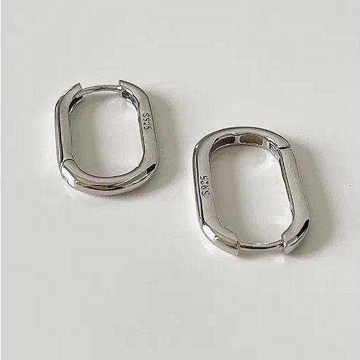 

BF CLUB 925 Silver Earrings For Women Trendy Simple Retro Rectangle Earring Jewelry Prevent Allergy Party Accessories
