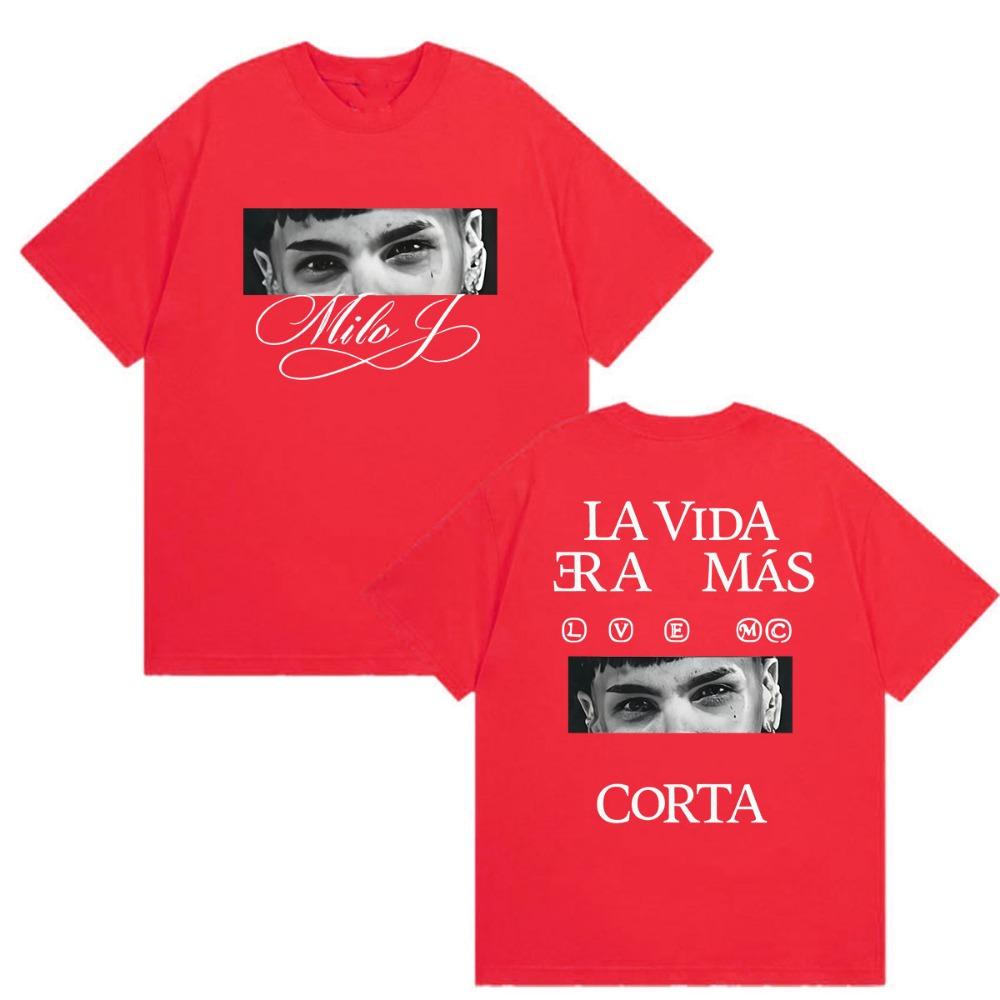 Rapper Milo J La Vida Era Mas Corta Album 2026 Graphic T Shirt Men's Vintage Fashion Cotton Short Sleeve T-shirts man streetwear