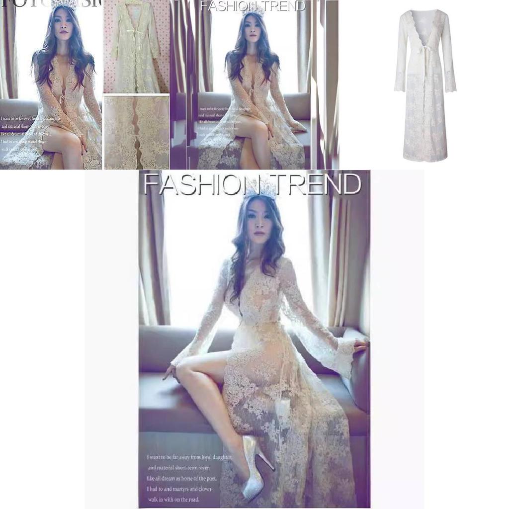 Long Dress With Lace Embroidery For Beach Vacation And Casual Wear