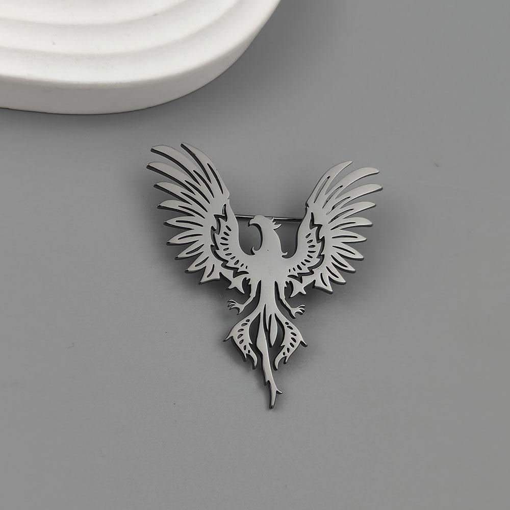 Retro Phoenix Male Brooches Gold Plated Stainless Steel Animal Lapel Pins Men's Jewelry Clothing Accessories Husband Gifts