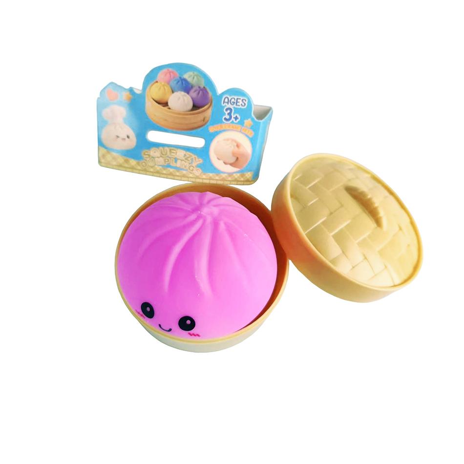 1-4Pcs Colorful Dumpling Squishes Stress Balls Fidget Sensory Toys Simulation Food Squishies Bun With Steamer Dough Ball Gifts